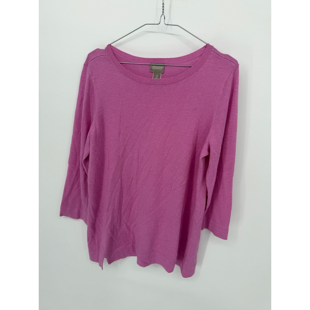 Chico's Women Pullover Sweater Cashmere Blend Pink Size 2